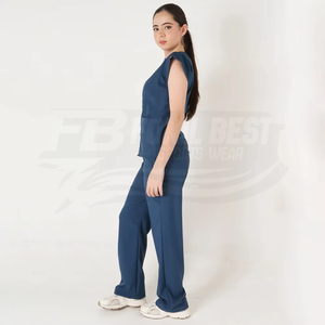 Women Navy Blue <b>Scrub</b> Set Short Sleeve With Pockets Hospital <b>Uniform</b> For Medical Staff Custom Design - Product Image 3
