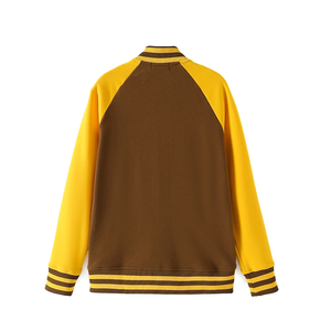 Blouson universitaire personnalisé en polaire de laine marron Iota pour homme, réversible en chenille matelassé, style Letterman, Baseball, Bomber, grande taille, chauffant - Product Image 2