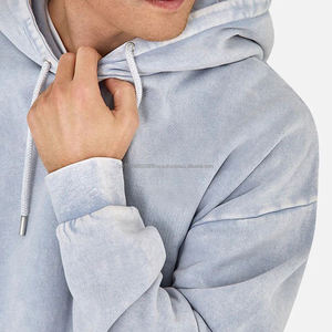 Sweat-shirt à capuche pour homme en coton molletonné vintage surdimensionné personnalisé Streetwear Lavage à l'acide - Product Image 3