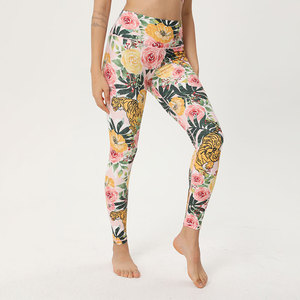Wholesale Custom Print High-Waisted Ankle-Length Gym Pants Women Fitness Tummy <b>Control</b> Yoga Workout Tight <b>Leggings</b> Four-Way - Product Image 3
