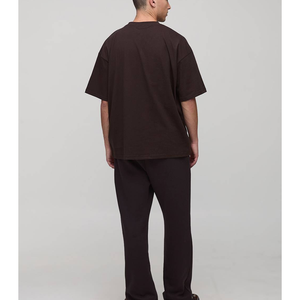 Custom Dark Brown Oversized T Shirt Streetwear Tee Heavyweight Cotton Oversized Brown T Shirt Wholesale Minimalist Custom Logo - Product Image 2