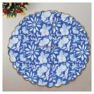 Handmade Printed Modern <b>Round</b> <b>Table</b> Napkin 100% Cotton Unique Design for Airplane, Hotels and Home Use EN106 - Product Image 1