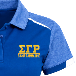 Polo Azul Rey de Manga Corta con Diseño de Hombros en Contraste, Logotipo Bordado con Letras Griegas en el Pecho, Cierre de Botones, Ropa Deportiva Casual - Product Image 6