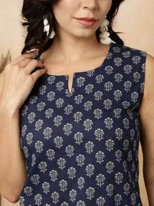 Ensemble Kurta de fête en coton mélangé avec dupatta en filet, entièrement cousu, pour travail manuel intensif, protection moderne, séchage rapide - Product Image 5