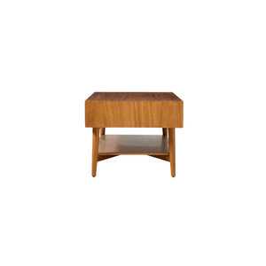 Premium Solid Teak <b>Coffee</b> <b>Table</b> Mid Century Modern Rectangular Design with Dual Drawers Open Storage and Tapered <b>Legs</b> - Product Image 3
