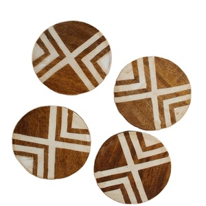 4-Piece Luxury Eco-Friendly Wood Resin Inlay Coaster Set High Quality <b>Square</b> Pads Light Weight <b>Table</b>/<b>Kitchen</b> Wholesale Carton - Product Image 5