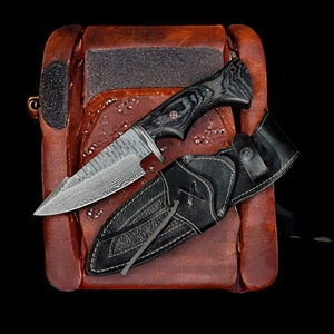 Cuchillo de Supervivencia de Acero de Damasco Forjado a Mano, Mango Ergonómico de Madera Pakka, Funda de Cuero, Fabricante de Cuchillos de Supervivencia para Exteriores - Product Image 6