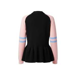 Women’s Peplum Cardigan Sweater Button <b>Down</b> V Neck Knit Contrast Sleeve Casual Fall Winter Fashion Top Adult - Product Image 3
