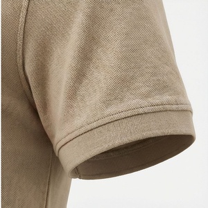Polo Oxford pour homme en coton 100% beige à manches courtes, décontracté, respirant, coupe classique, uni, tissé - Product Image 6
