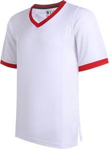 Camiseta Deportiva Casual de Poliéster Transpirable con Cuello en V y Manga Corta para Hombre, con Ribete Amarillo, para Verano - Product Image 2