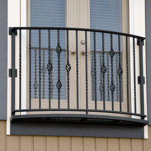 Sophisticated artisan wrought <b>iron</b> balcony railing patterns engineered for peak outdoor weather protection and luxurious charm. - Product Image 1