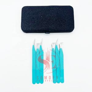 Pince à épiler professionnelle en acier inoxydable personnalisable poudre verte test à la main volume applicateur incurvé - Product Image 6