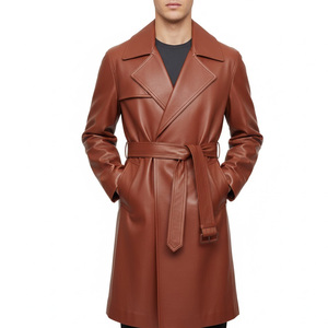 Manteau long noir croisé en mélange de laine pour homme – Veste d'hiver tendance – Taille adulte - Product Image 1