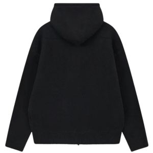 Sweat à capuche zippé noir en tricot avec emblème logo – Élégant et confortable pour hommes et femmes, idéal pour un usage quotidien et décontracté - Product Image 2