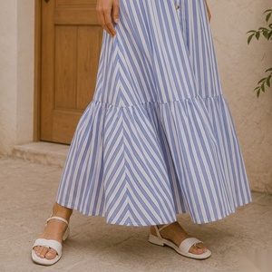 Halter Neck Striped Maxi Dress With Tiered Hem And <b>Tie</b> <b>Back</b> Boho Style Summer Casual Dress - Product Image 4