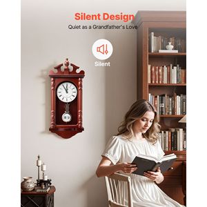 Orologio a Pendolo Classico Vintage da 23,2 Pollici con Movimento al Quarzo, in Legno di Pino e MDF, Design Silenzioso - Product Image 5