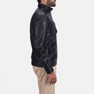 Modern Casual <b>Men</b> Leather Bomber Jacket Wholesale Side Pockets Breathable Daily Wear Custom Design Leather Bomber Jacket For <b>Men</b> - Product Image 5