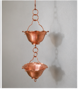 โซ่ทองแดงตกแต่งสวนกลางแจ้ง ประดับตกแต่งน้ำไหลแบบแขวน สไตล์หรูหรา - Product Image 3