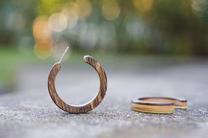 Boucles d'oreilles en bois avec finition grain naturel pour la fabrication de bijoux et d'accessoires - Product Image 3