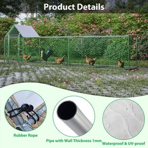 Pollaio in Metallo 16x3FT con Copertura, Recinto per Galline da Giardino, Gabbia per Pollame, Prodotto per Allevamento Animali - Product Image 3
