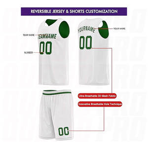Uniforme de Baloncesto Transpirable sin Mangas Verde y Blanco Personalizado con su Propio Logotipo, Venta al por Mayor - Product Image 3