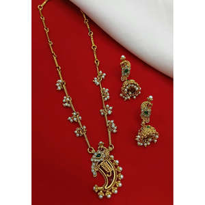 Ensemble de collier de mariée en pierre de Pota et perles - 10575478RGR - Product Image 1