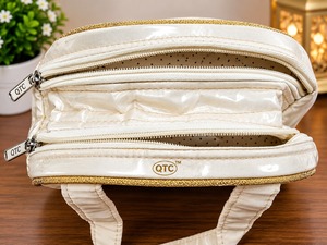 Sac à main QTC vintage brodé de fleurs, forme de docteur, avec doublure en satin et fermeture éclair - Product Image 3