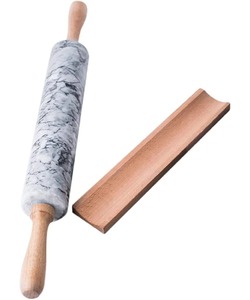 Rodillo de amasar de mármol blanco con tonos negros para uso en la cocina, clases de cocina y preparación profesional de masa, procedente de la India. - Product Image 1