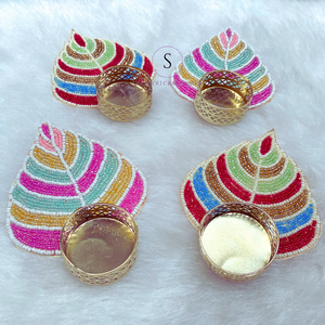Luxury Pink Decorative Tea Light Holde Big Size Paan Shape Tea Light Candle Holder Multicolor for Table Centre Piece Home Decora - Product Image 5