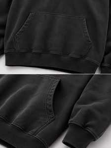 เสื้อฮู้ดโอเวอร์ไซส์ผู้ชาย สีดำ พิมพ์ลายภูเขาพระจันทร์ ผ้าฝ้ายเฟรนช์เทอร์รี่ สวมใส่สบายๆ ในฤดูใบไม้ร่วง มีกระเป๋า - Product Image 3