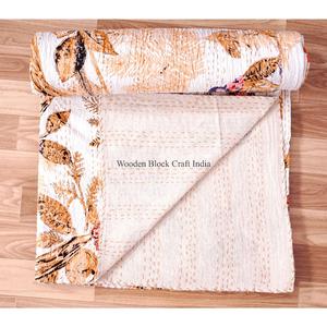 Manta Kantha de Algodón 100% Orgánico, Hecha a Mano, con Estampado de Búho, Estilo Vintage, Ecológica, para Todas las Estaciones, Tamaño Doble, Impresión Kantha - Product Image 4