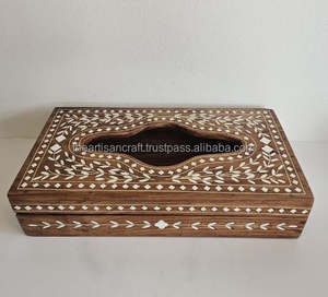 Cubierta de Caja de Pañuelos Ecológica con Incrustaciones de Nácar y Madera Hecha a Mano, Elegante Portapañuelos de Estilo Americano para el Hogar, Oficina y Baño - Product Image 2
