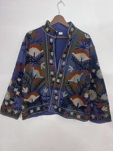 Embroidered Velvet <b>Jacket</b> Handmade Suzani Embroidered Velvet <b>Jacket</b> <b>Kantha</b> Stitched Winter Coat - Product Image 5