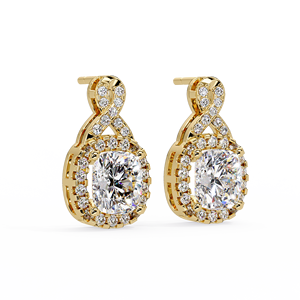 <b>Infinity</b> Dangle Halo Earrings 14K 18K Gold Cushion Cut Lab Grown Diamond 2.00 ctw IGI Certified Luxury Bridal Wedding Earring - Product Image 3