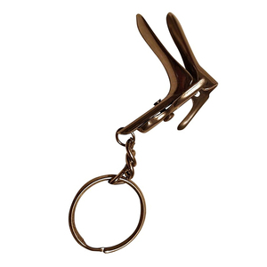 Wholesale Manufacturer Clinic Promotional Keychains Speculum Shaped Titanium Color Key <b>Rings</b> Customized Brand <b>Name</b> Keychains - Product Image 2