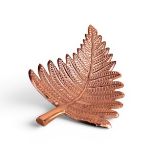 Bandeja de Aluminio Hecha a Mano con Diseño de Hoja |   Bandeja Decorativa de Metal para Servir Aperitivos, Frutos Secos, Joyas y Decoración de Mesa - Product Image 4