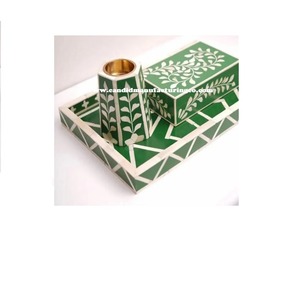 Ensemble brûleur d'encens en résine écologique fait main avec plateau en os vert incrusté, diffuseur aromatique pour toutes les saisons - Product Image 6