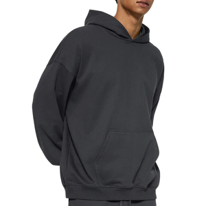 Sweat à capuche décontracté en molleton 100 % polyester personnalisé, impression en relief, fournisseur OEM, motif uni tricoté 460g - Product Image 3
