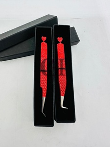 Las Mejores Pestañas GETUP BROSONS IMPEX con Recubrimiento en Polvo Rojo de 90 Grados, Diseño de Corazón en la Parte Posterior Plateada Brillante, Antimagnéticas - Product Image 2