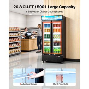 Enfriador de Bebidas Vertical Comercial de 20.8 Pies Cúbicos con 2 Puertas de Vidrio - Refrigerador de Exhibición - Product Image 2