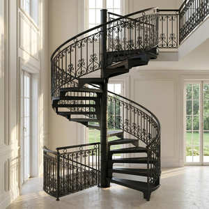 Barandilla de Escalera en Espiral de Hierro Fundido Tradicional, Montada en el Suelo, Resistente al Óxido, para Balcón de Hotel, Escalera Decorativa - Product Image 2