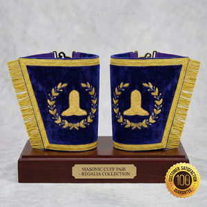 Conjunto Completo de Regalia Masónica de Gran Maestro, Color y Logotipo Personalizados, Unisex para Adultos, Collar de Cadena Bordado en Terciopelo Dorado, Delantal - Product Image 2