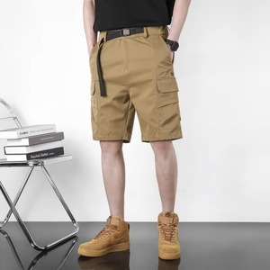 Shorts cargo pour homme à taille élastique, séchage rapide, longueur mi-genou, décontractés, en polyester, pour l'entraînement et les activités de plein air - Product Image 3