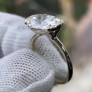 Round Brilliant Cut Moissanite Gold Plated <b>925</b> Sterling <b>Silver</b> Open Prong Setting Minimalist Unisex Engagement <b>Ring</b> - Product Image 3