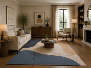 Alfombra Moderna Abstracta de Lana Tufted a Mano, Rectangular, Antideslizante, para Sala de Estar, Diseño Minimalista, con Base de Algodón de Pelo Corto - Product Image 2
