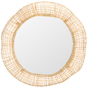 Miroir mural rond en canne Boho de 24 pouces pour la maison ou le bureau - Product Image 1