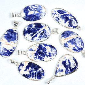 Colgante de Piedra Natural Sodalita Estilo Bohemia con Forma de Paz, Chapado en Plata de Ley 925, Gema BISMILLAH, el Más Vendido al por Mayor - Product Image 4