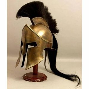 Casco Griego de Acero Estilo Antiguo con Pluma Negra, Réplica Hecha a Mano y Pulida, Casco de Guerrero, Artefactos Decorativos Históricos - Product Image 6