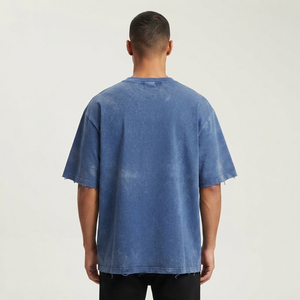Camiseta personalizada de cuello redondo, color azul, 100% algodón, tela suave de secado rápido, estilo moderno, manga corta, unisex. - Product Image 6