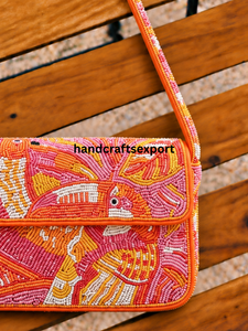 Bolso de Hombro Cuadrado Étnico para Mujer, Bordado a Mano, con Cuentas Coloridas, Cierre Magnético, Correa Única - Product Image 2